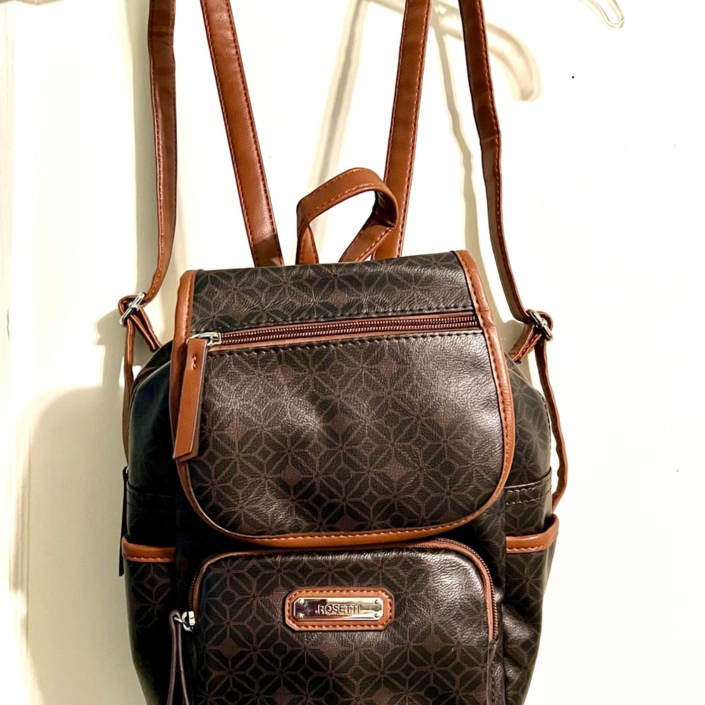 Rosetti Dark Brown Mini Backpack, With Several Zi… - image 1